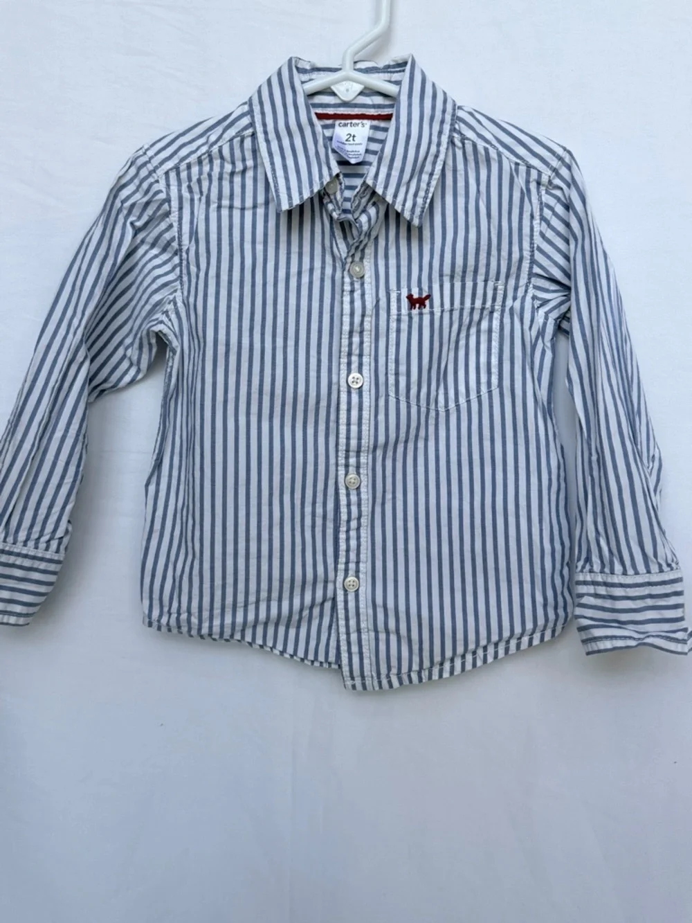 Carter's White and Blue Striped Button-Down Shirt